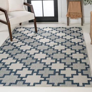 Cyrus Modern Geometric Tile Pattern Indoor/Outdoor Area Rug